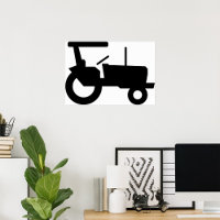Vintage Tractor Silhouette Farm Equipment Icon 