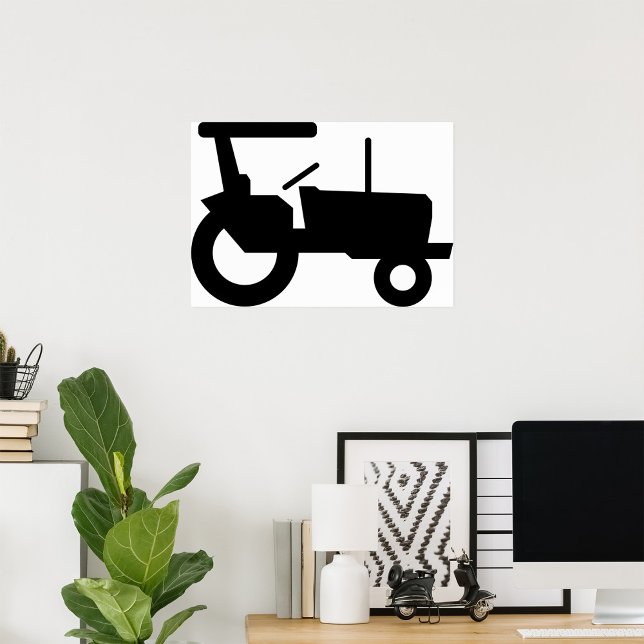 Vintage Tractor Silhouette Farm Equipment Icon  Poster (Creator Uploaded)