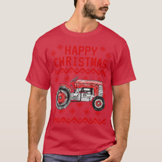 Vintage Tractor Ugly Christmas Farmer Farming Funn T-Shirt