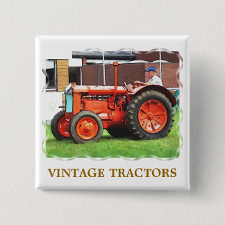 VINTAGE TRACTORS 15 CM SQUARE BADGE