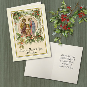 Vintage Traditional Catholic Christmas Holy Family Card