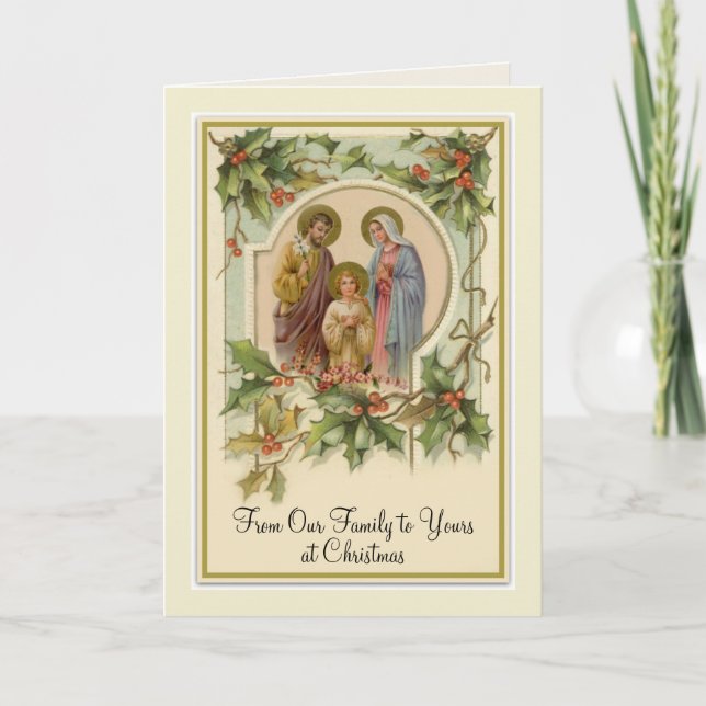 Vintage Traditional Catholic Christmas Holy Family Card (Front)