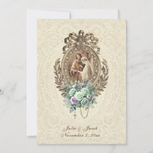 Vintage Traditional Catholic Church Wedding Invitation