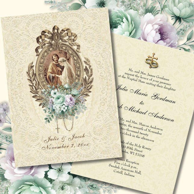 Vintage Traditional Catholic Church Wedding Invitation (Creator Uploaded)