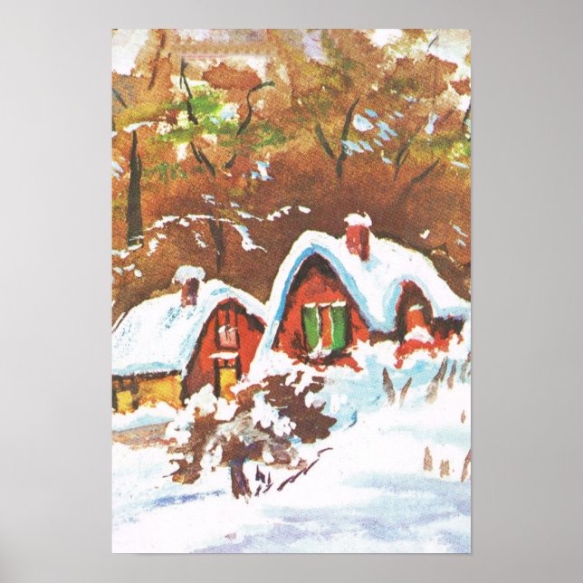 Vintage traditional Christmas winter scene Poster (Front)