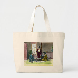 Vintage Traditional Japanese Mahjong 麻雀 Large Tote Bag