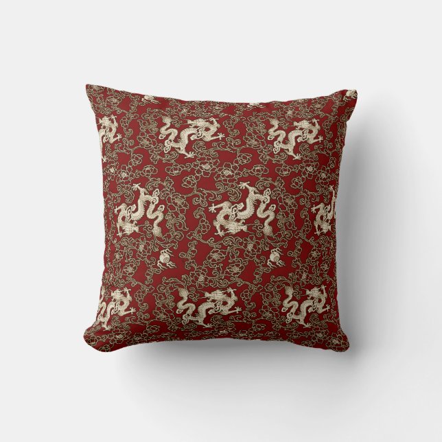 Vintage Traditional Japanese Paper Print Cushion (Front)