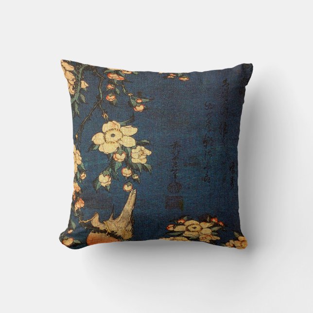 Vintage Traditional Japanese Paper Print Cushion (Front)