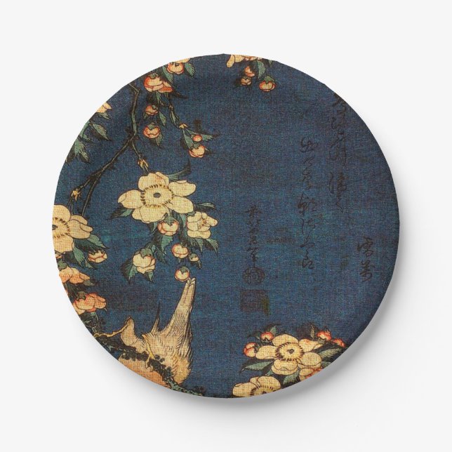 Vintage Traditional Japanese Paper Print Paper Plate (Front)