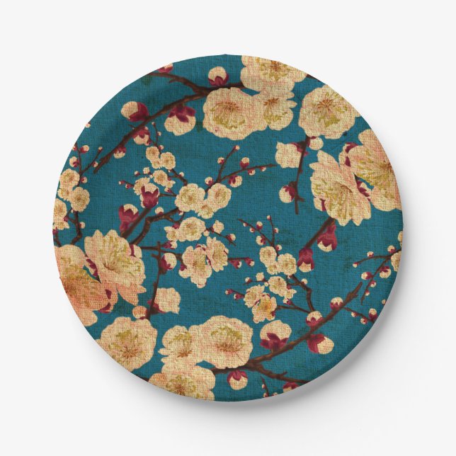 Vintage Traditional Japanese Paper Print Paper Plate (Front)