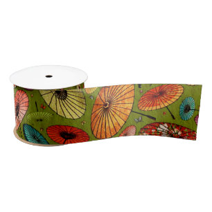 Vintage Traditional Japanese Paper Print Satin Ribbon