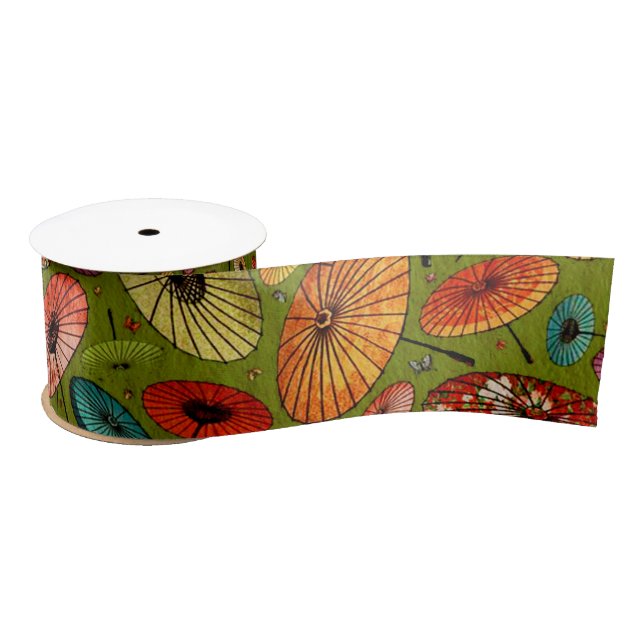 Vintage Traditional Japanese Paper Print Satin Ribbon (Spool)