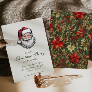 Vintage Traditional Santa Claus Christmas Party Invitation