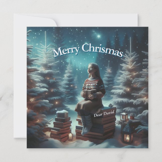 Vintage traditional square christmas postcard (Front)