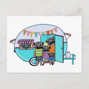 Vintage Trailer Pugs Postcard