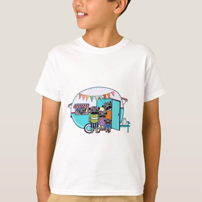 Vintage Trailer Pugs T-Shirt (Front)