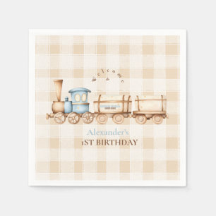 Vintage Train 1st Birthday  Napkin