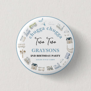 Vintage Train 2nd Birthday – Choo Choo Party 3 Cm Round Badge