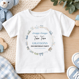 Vintage Train 2nd Birthday – Choo Choo Party Baby T-Shirt