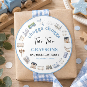 Vintage Train 2nd Birthday – Choo Choo Party Classic Round Sticker