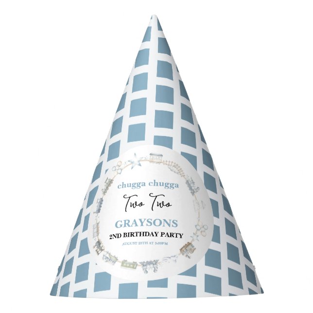 Vintage Train 2nd Birthday – Choo Choo Party Hat (Front)