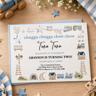 Vintage Train 2nd Birthday – Choo Choo Party Invitation