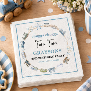 Vintage Train 2nd Birthday – Choo Choo Party Napkin