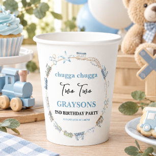 Vintage Train 2nd Birthday – Choo Choo Party Paper Cups