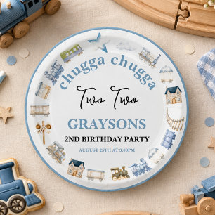 Vintage Train 2nd Birthday – Choo Choo Party Paper Plate