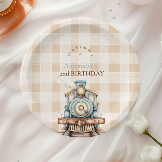 Vintage Train 2nd Birthday  Paper Plate (Creator Uploaded)