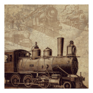 Vintage Train and Old Railroad   Photo Print