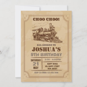 Vintage Train Birthday Invitation