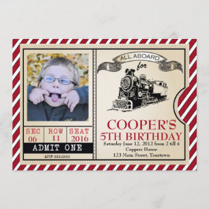 Vintage Train Birthday Invitation