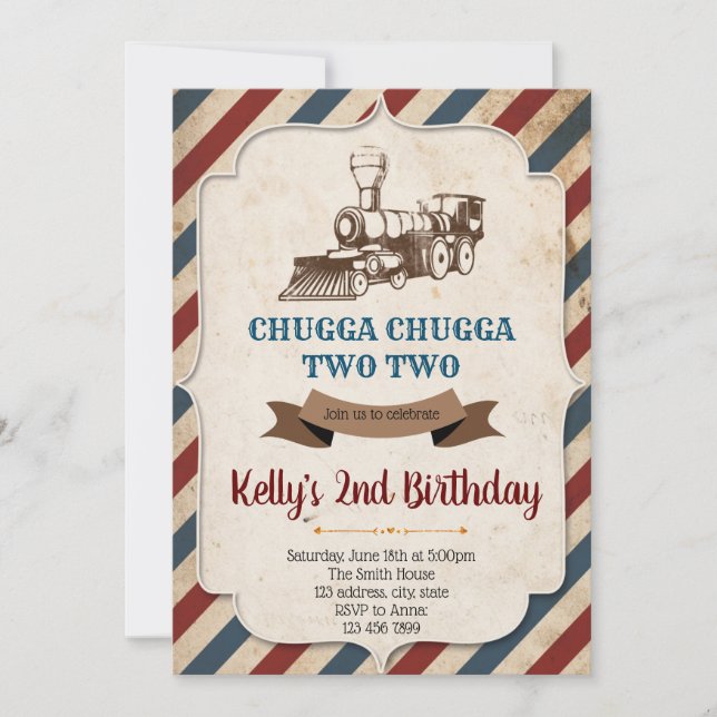 Vintage Train birthday  Invitation (Front)