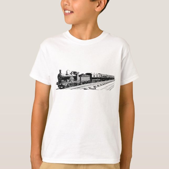 Vintage Train - Black T-Shirt (Front)