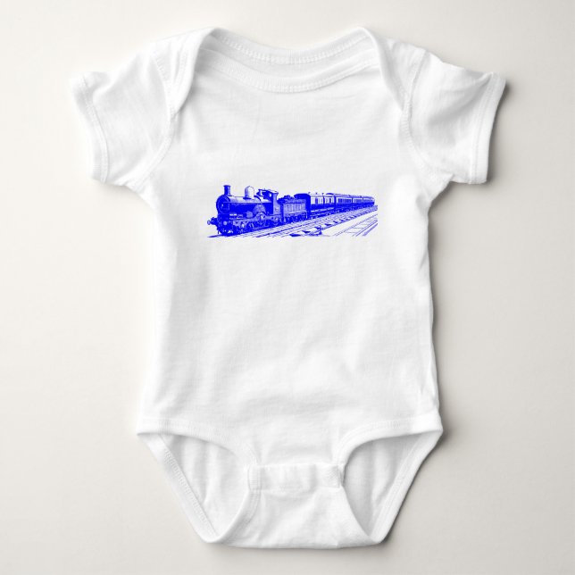 Vintage Train - Blue Baby Bodysuit (Front)
