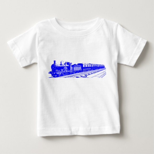 Vintage Train - Blue Baby T-Shirt (Front)