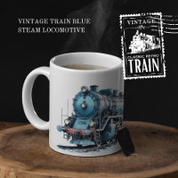 Vintage Train Blue Steam Locomotive