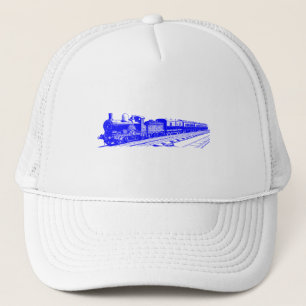 Vintage Train - Blue Trucker Hat