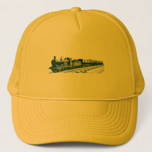Vintage Train - Dark Green Trucker Hat