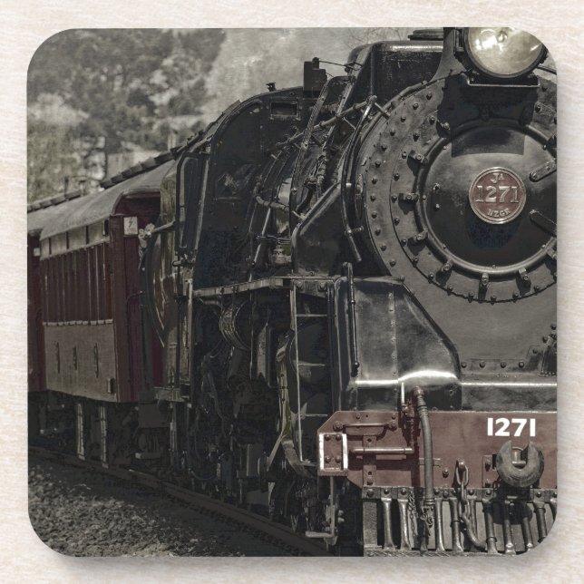 Vintage train decor design coaster (Front)