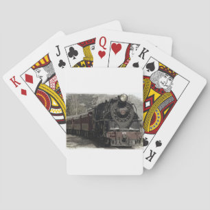 Vintage train decor design playing cards