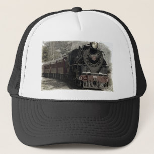 Vintage train decor design trucker hat
