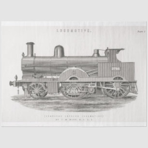 Vintage Train Engine Locomotive Ephemera Decoupage Tissue Paper