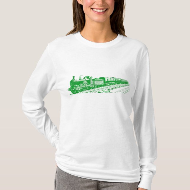 Vintage Train - Grass Green T-Shirt (Front)