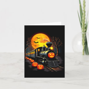 Vintage Train Halloween Costume Pumpkin Ghost Men Card