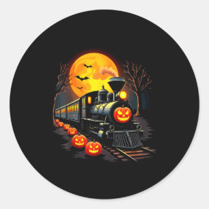 Vintage Train Halloween Costume Pumpkin Ghost Men  Classic Round Sticker