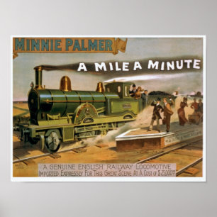 Vintage Train Illustration Poster