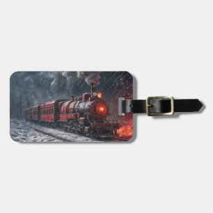 Vintage Train In Snow Luggage Tag