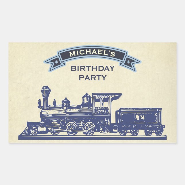 Vintage Train Kids Birthday Party Favour Sticker (Front)